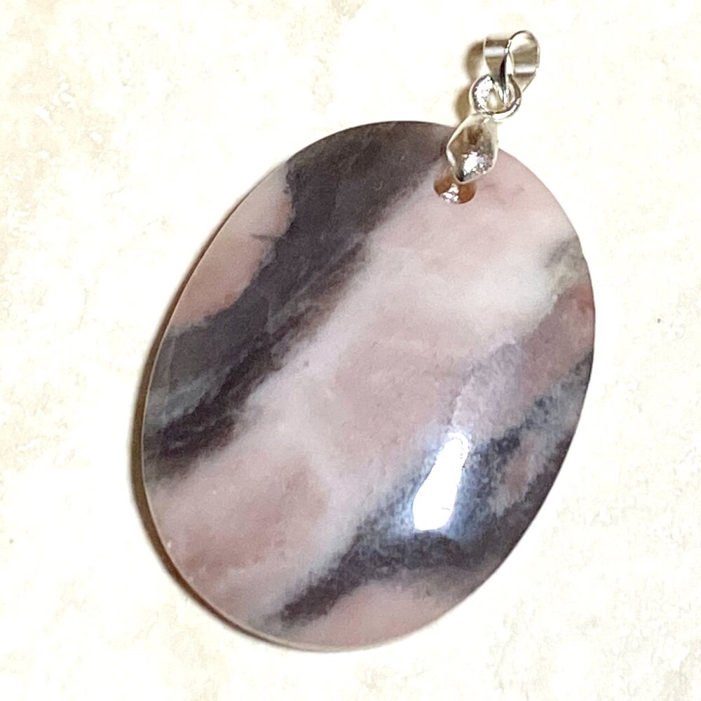 Natural Pink Opal Pendant, Large Genuine Geometric Gemstone Pendant